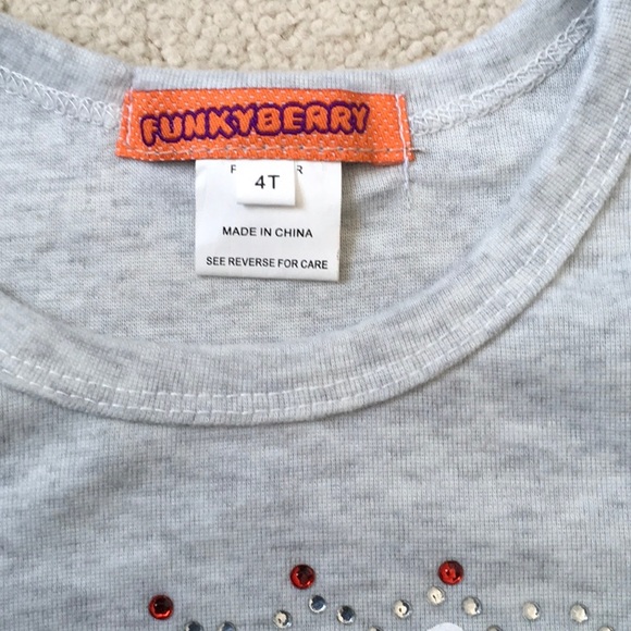 Girls Funkyberry Studded Floral Cat Tee NWOT 4T - Picture 3 of 4